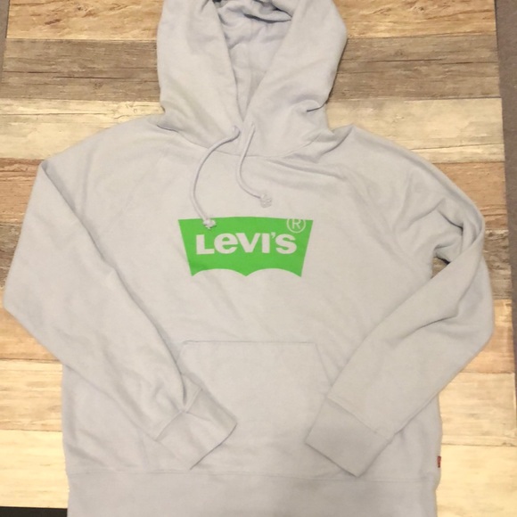 Levi's Tops - Light blue Levis hoody sweatshirt with green Large